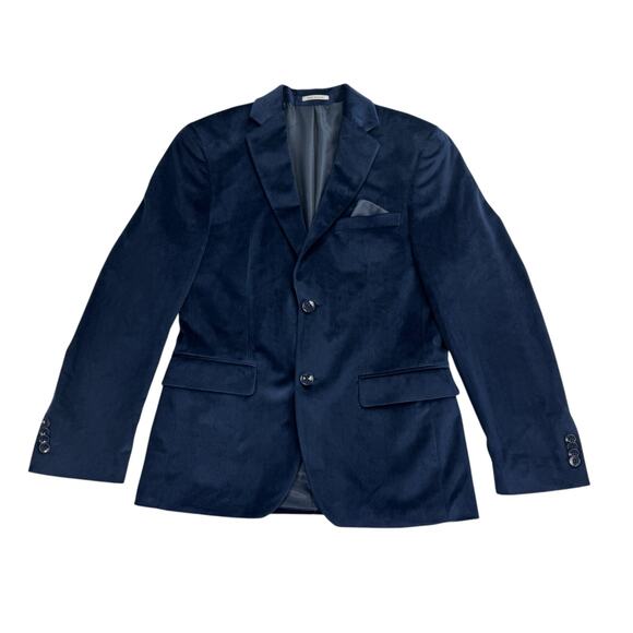 Alfani Mens Slim Fit Solid Velvet Sport Coat Navy Blue 36S